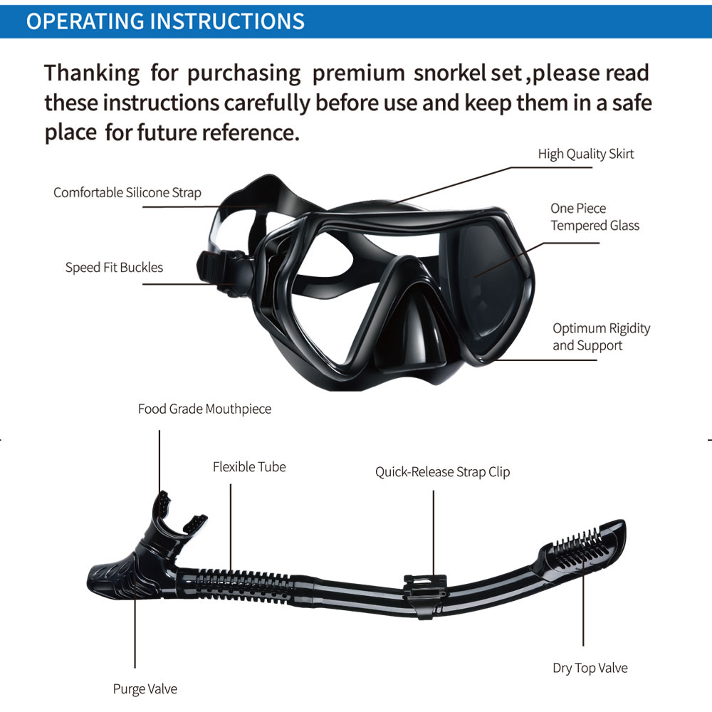 Manguera de tubo de respiració - Freediving Mask Set reseña y precio